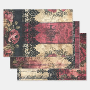 Feuille De Papier Cadeau Dentelle victorienne Shabby Lourde Poids Découpage