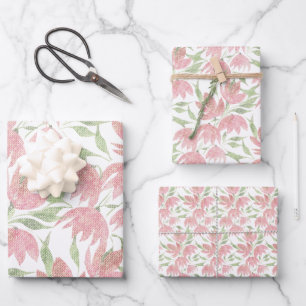 Feuille De Papier Cadeau Dentelles texturées rose blanc