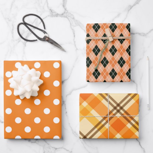 Feuille De Papier Cadeau Dépensier orange  (Recto)