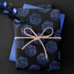 Feuille De Papier Cadeau Dés à jouer RPG Bleu vintage joueur de rôle sur