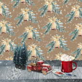 Feuille De Papier Cadeau Des cloches de Noël dorées de Kraft rustique sonne