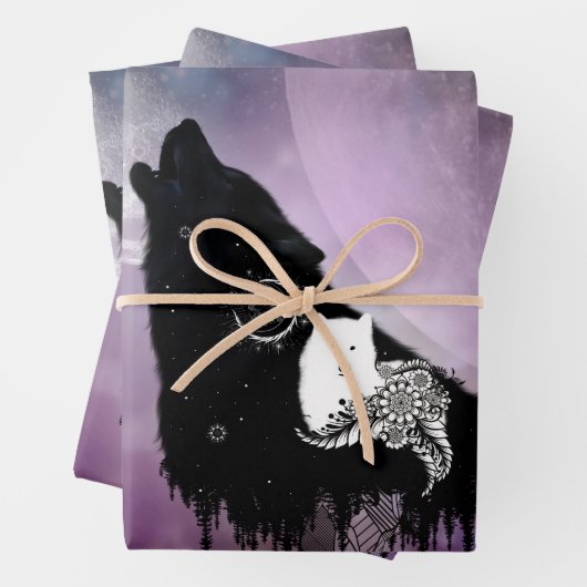 Feuille De Papier Cadeau Des loups géniaux (En situation)