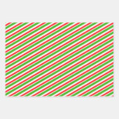 Feuille De Papier Cadeau Des Motifs à rayures vertes, blanches, rouges à la (Devant 3)