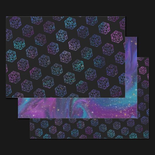 Feuille De Papier Cadeau Dés RPG | Nebula Imaginaire Retro Tabletop PnP Gam