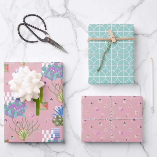 Feuille De Papier Cadeau Désert moderne du milieu du siècle (Recto)