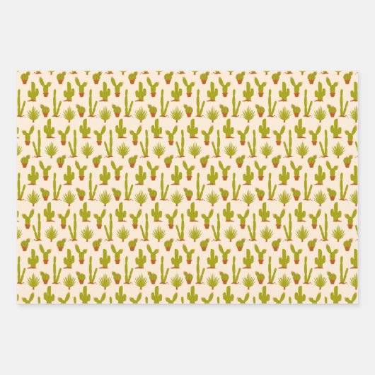 Feuille De Papier Cadeau Desert Palm Botaniques, Cactus et Terrazzo - Crème (Devant 3)