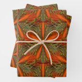 Feuille De Papier Cadeau Design abstrait Orange Et Vert (En situation)