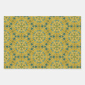 Feuille De Papier Cadeau Design arabesque en jaune et turquoise ensemble 3 (Devant)
