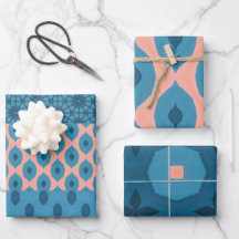 Design art déco Peach Blue Turquoise