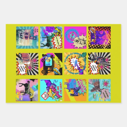 Feuille De Papier Cadeau design autocollant de style comique (Devant)