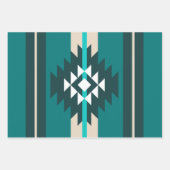 Feuille De Papier Cadeau Design aztèque en couleur turquoise (Devant 2)