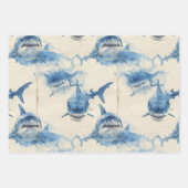 Feuille De Papier Cadeau Design d'aquarelle bleu marine (Devant 3)