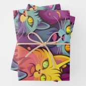 Feuille De Papier Cadeau Design de style pawsitif : Motif de chats de rue (En situation)