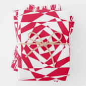 Feuille De Papier Cadeau Design d'illusion moderne Abstrait rouge et blanc (En situation)