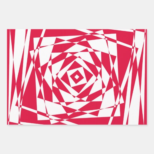 Feuille De Papier Cadeau Design d'illusion moderne Abstrait rouge et blanc (Devant)