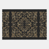 Feuille De Papier Cadeau Design élégant Art Déco Black Gold (Devant)