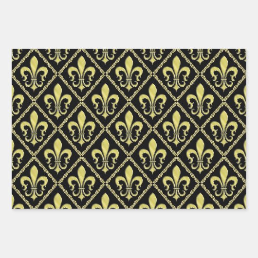 Feuille De Papier Cadeau Design élégant Fleur De Lis (Devant)