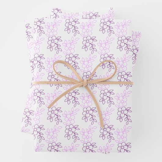 Feuille De Papier Cadeau Design floral élégant en violet (En situation)