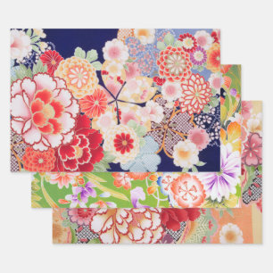 Feuille De Papier Cadeau Design floral japonais