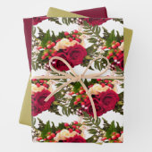Feuille De Papier Cadeau Design Floral Rose rouge Swagger. (En situation)