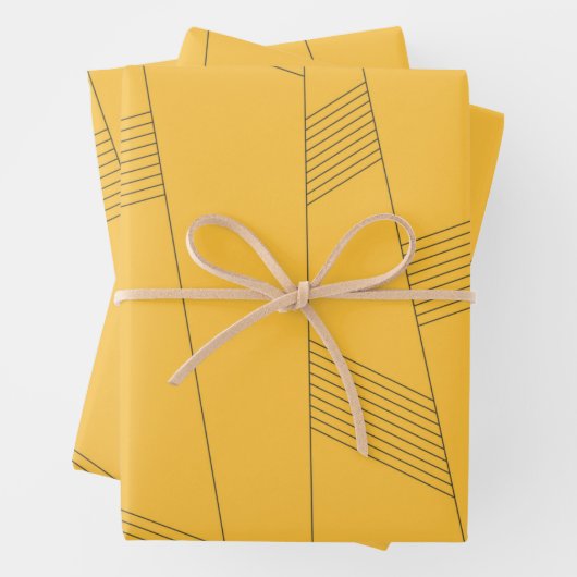 Feuille De Papier Cadeau Design graphique abstrait simple, jaune, moderne (En situation)