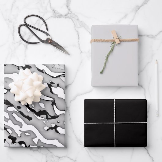 Feuille De Papier Cadeau Design gris clair long de Caméo (Recto)