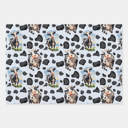 Feuille De Papier Cadeau Design Motif animal de vache (Devant)