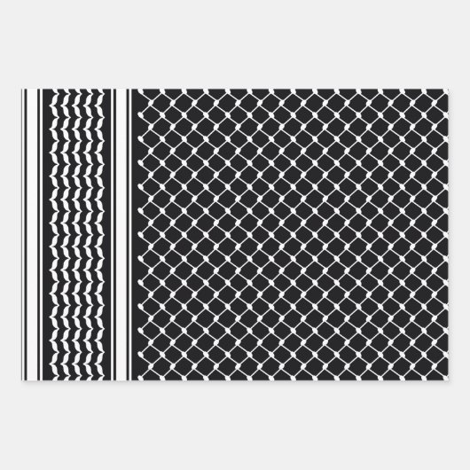Feuille De Papier Cadeau Design Motif noir palestinien Keffiyeh (Devant 2)