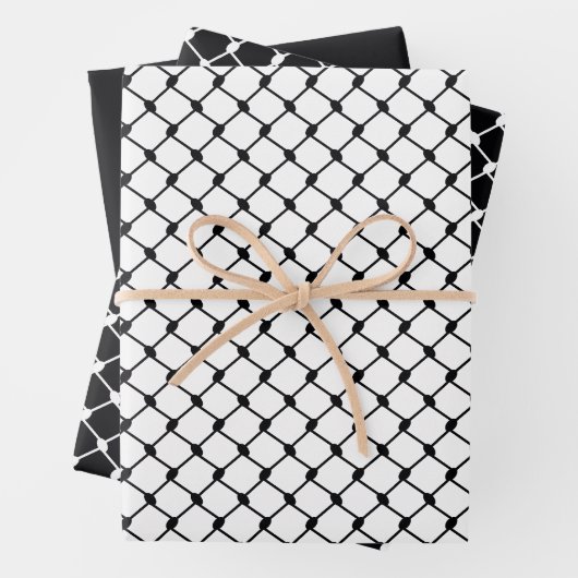Feuille De Papier Cadeau Design Motif noir palestinien Keffiyeh (En situation)