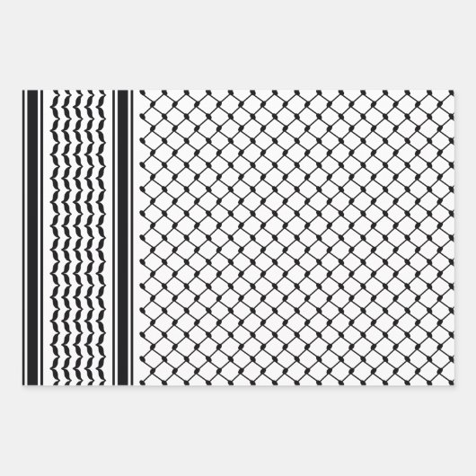Feuille De Papier Cadeau Design Motif noir palestinien Keffiyeh (Devant)