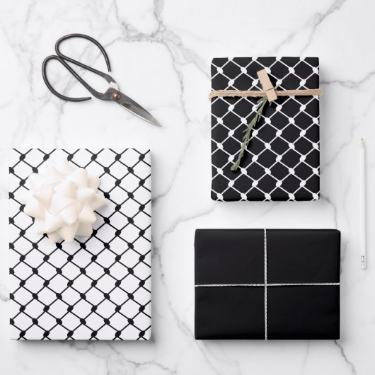 Feuille De Papier Cadeau Design Motif noir palestinien Keffiyeh (Recto)