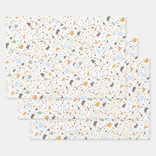 Feuille De Papier Cadeau Design Motif Terrazzo (Lot)