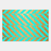 Feuille De Papier Cadeau Design or et turquoise (Devant 3)