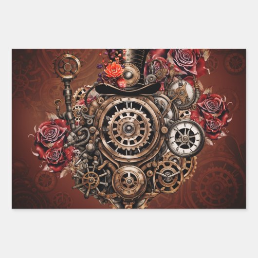 Feuille De Papier Cadeau Design Steampunk merveilleux (Devant 2)