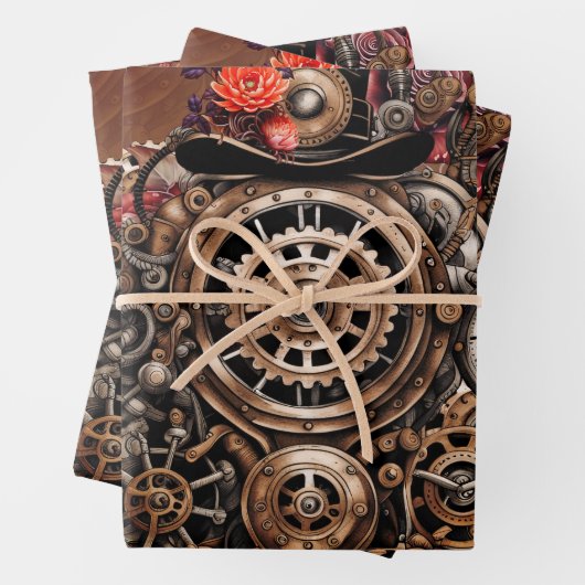 Feuille De Papier Cadeau Design Steampunk merveilleux (En situation)