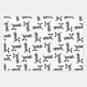 Feuille De Papier Cadeau Dessin d'art linéaire d'oiseau-robot (Devant 2)