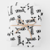 Feuille De Papier Cadeau Dessin d'art linéaire d'oiseau-robot (En situation)