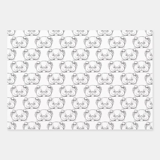 Feuille De Papier Cadeau Dessin de chat perse sans joint (Devant 3)