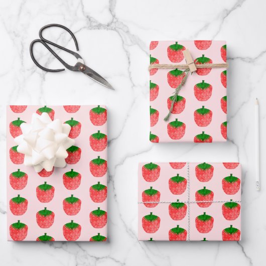 Feuille De Papier Cadeau Dessin de fraise (Recto)