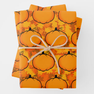 Feuille De Papier Cadeau Dessin du Citrouille du feuillage de Thanksgiving