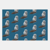 Feuille De Papier Cadeau Dessin d'une chouette assise sur une branche (Devant 2)