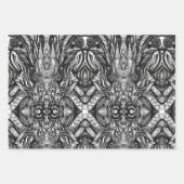 Feuille De Papier Cadeau Dessins à encre noire et blanche (Devant)