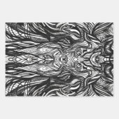 Feuille De Papier Cadeau Dessins à l'encre noire et blanche (Devant)