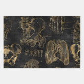 Feuille De Papier Cadeau Dessins d'anatomie de l'or sur le noir (Devant)