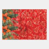 FEUILLE DE PAPIER CADEAU DÉTRUIT DE NOËL ROUGE VACANCES VERDURE (Devant)