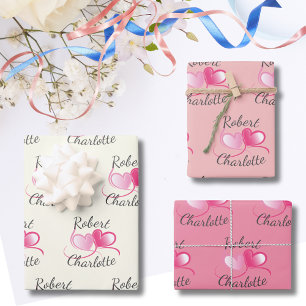 Feuille De Papier Cadeau Deux coeurs se rencontrent en un Mariage personnal