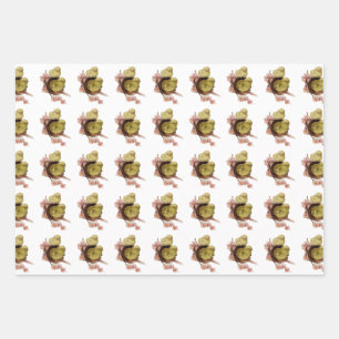 Feuille De Papier Cadeau deux poussins jaunes, Pâques
