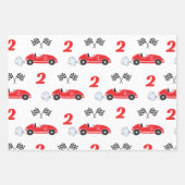 Feuille De Papier Cadeau Deux rapide rouge rétro course automobile thème an (Devant 3)