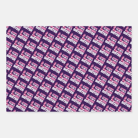 Feuille De Papier Cadeau Devenir une grande soeur - Coeurs de Fée Rose (Devant 3)