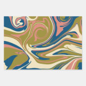 Feuille De Papier Cadeau Déversement - Bleu, Vert olive, Rose et Crème (Devant 3)